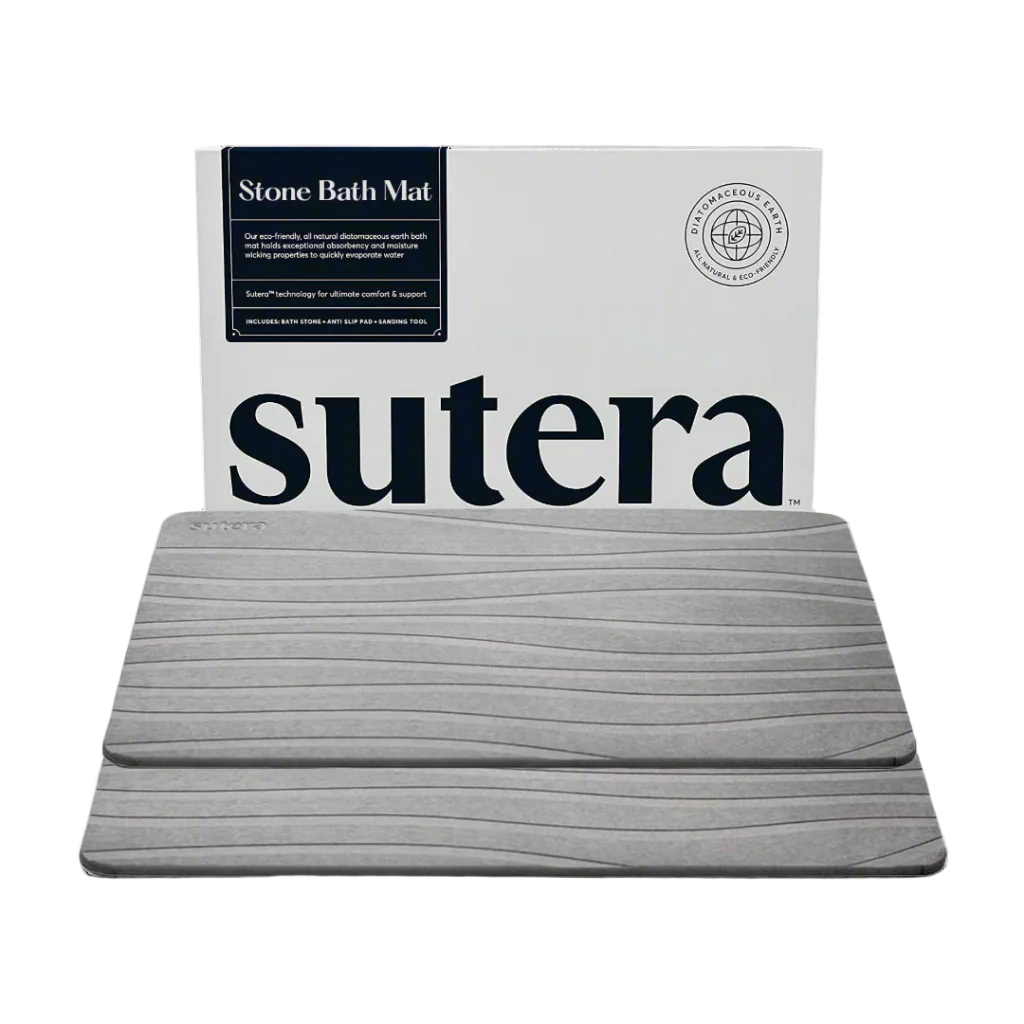 Quick-Dry Stone Bath Mat 2 Pack - Diatomaceous Earth - Latest Technology